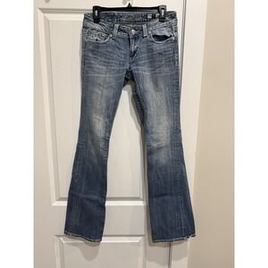 Miss Me Bootcut Jeans Womens 29x31 Medium Wash Thick Stitch Flap Pocket Y2K
